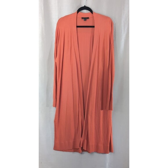 Ann Taylor Women's Open Maxi Cardigan Long Duster Soft Knit Orange Size LARGE - Picture 1 of 13